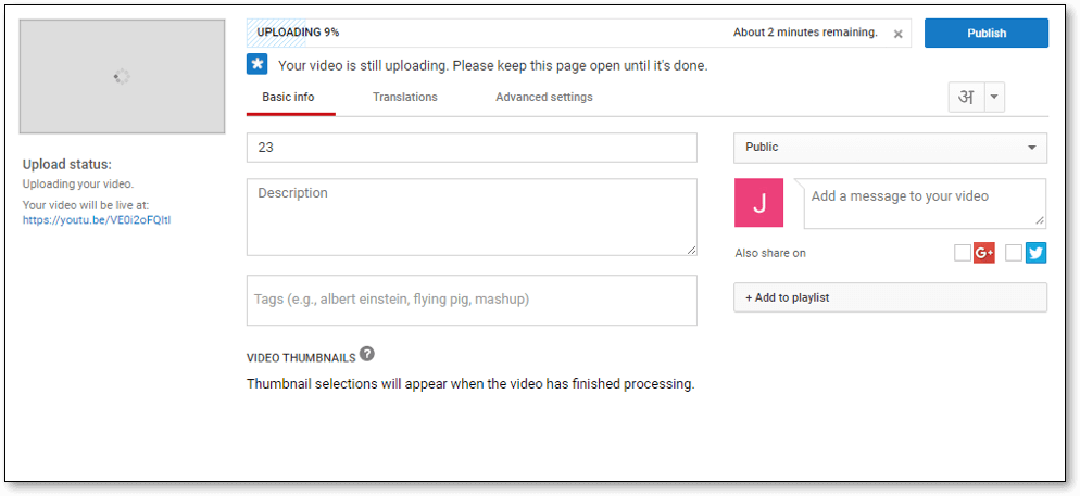 Create youtube channel - upload video