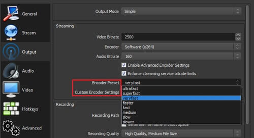 Switch your encoding preset in OBS